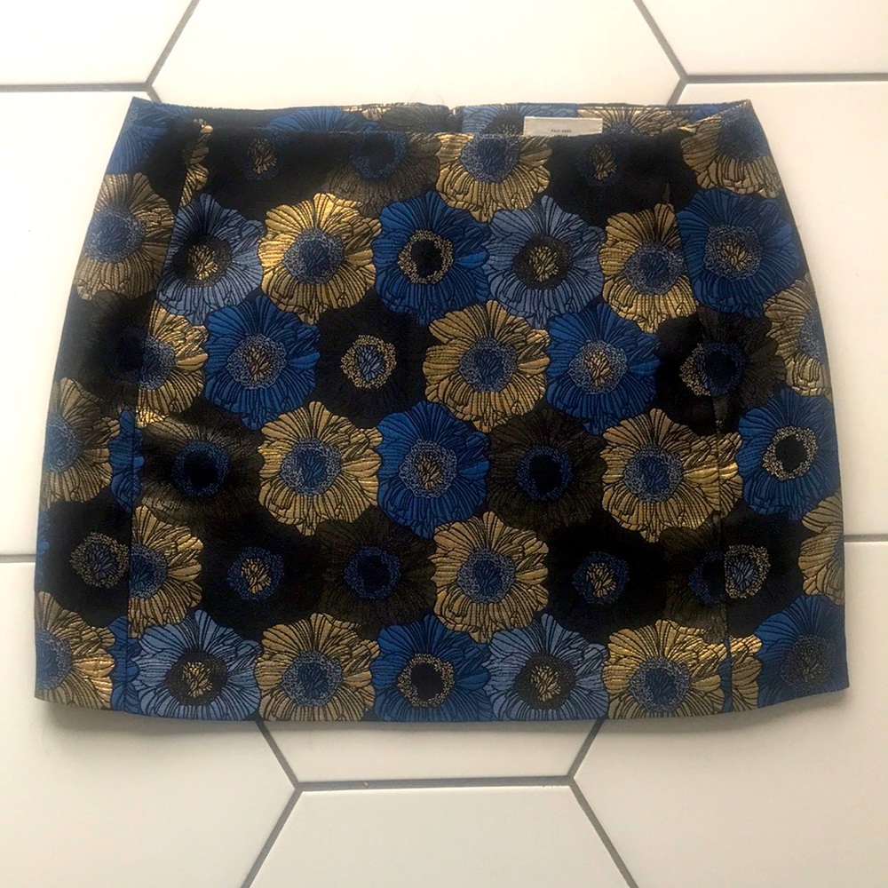 Gorgeous! Sezane blue gold floral mini skirt size 38